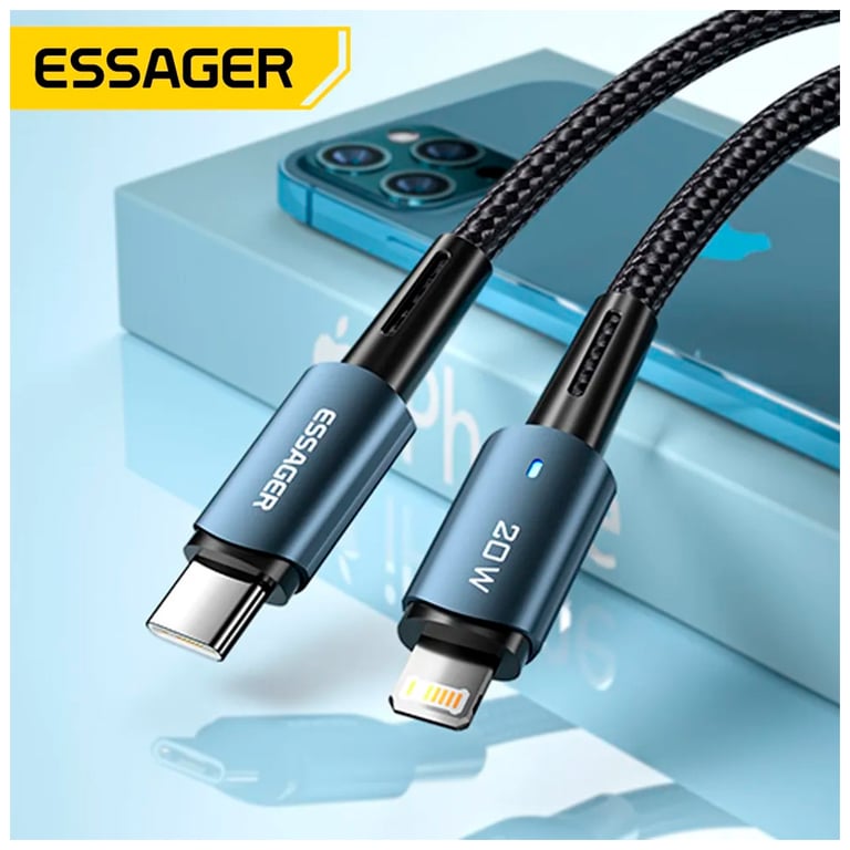 Дата кабель USB-C to Lightning 0.5m 20W black Essager (EXCTL-CGB01) - фото 6