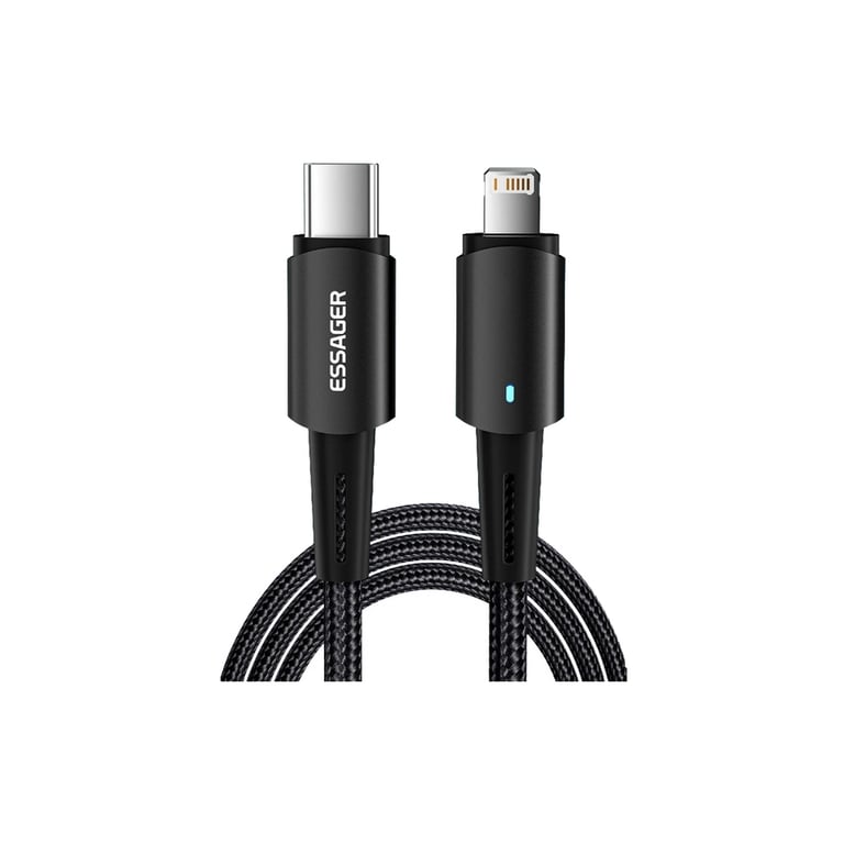 Дата кабель USB-C to Lightning 2.0m 20W black Essager (EXCTL-CGA01) - фото 1
