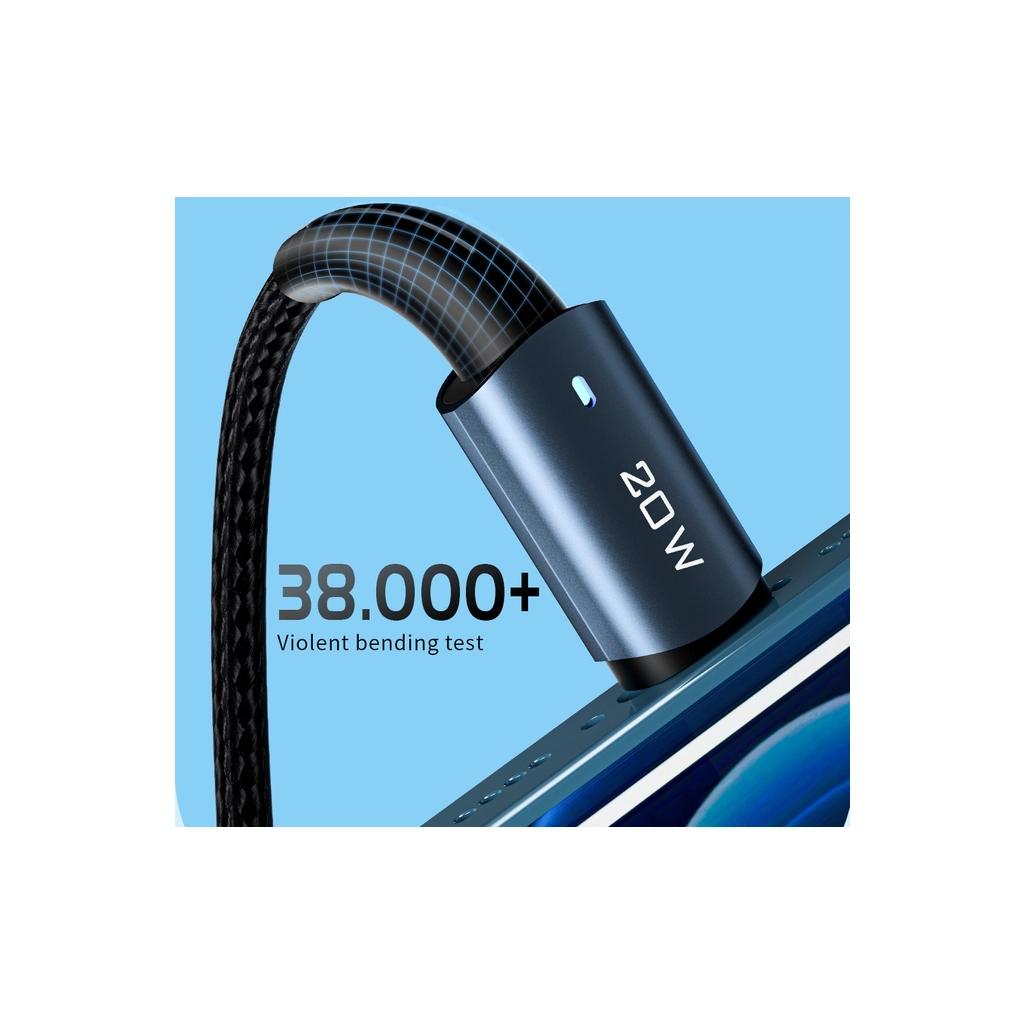 Дата кабель USB-C to Lightning 2.0m 20W black Essager (EXCTL-CGA01) - фото 6 Дата кабель USB-C to Lightning 2.0m 20W black Essager (EXCTL-CGA01) - фото 6