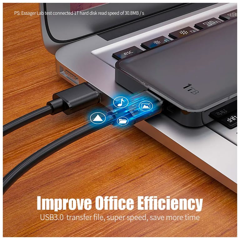 Дата кабель USB 3.0 AM/AM 2.0m 5Gbps black Essager (EXCAA-YTD01) - фото 5