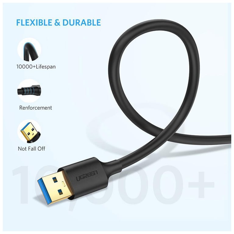 Дата кабель USB 3.0 AM/AM 0.5m US128 black UGREEN (10369) - фото 3