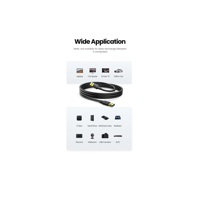 Дата кабель USB 3.0 AM/AM 2.0m US128 black UGREEN (10371) - фото 5