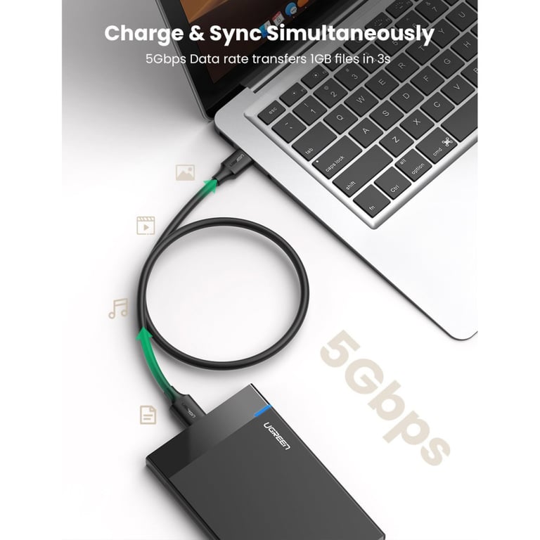 Дата кабель USB 3.0 AM to Micro B 0.5m US130 black Ugreen (10840) - фото 2
