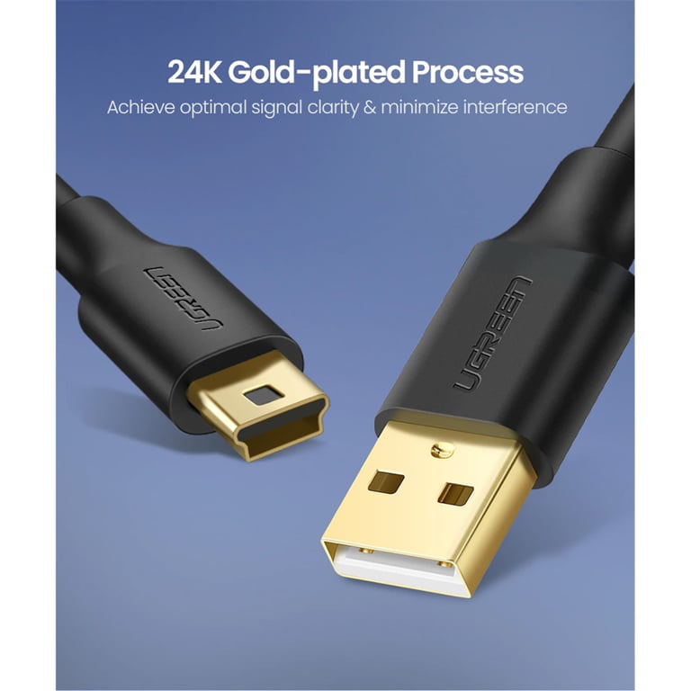 Дата кабель USB 2.0 AM to Mini 5P 1.5m US132 black Ugreen (10385) - фото 3