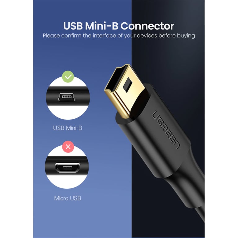 Дата кабель USB 2.0 AM to Mini 5P 1.5m US132 black Ugreen (10385) - фото 5