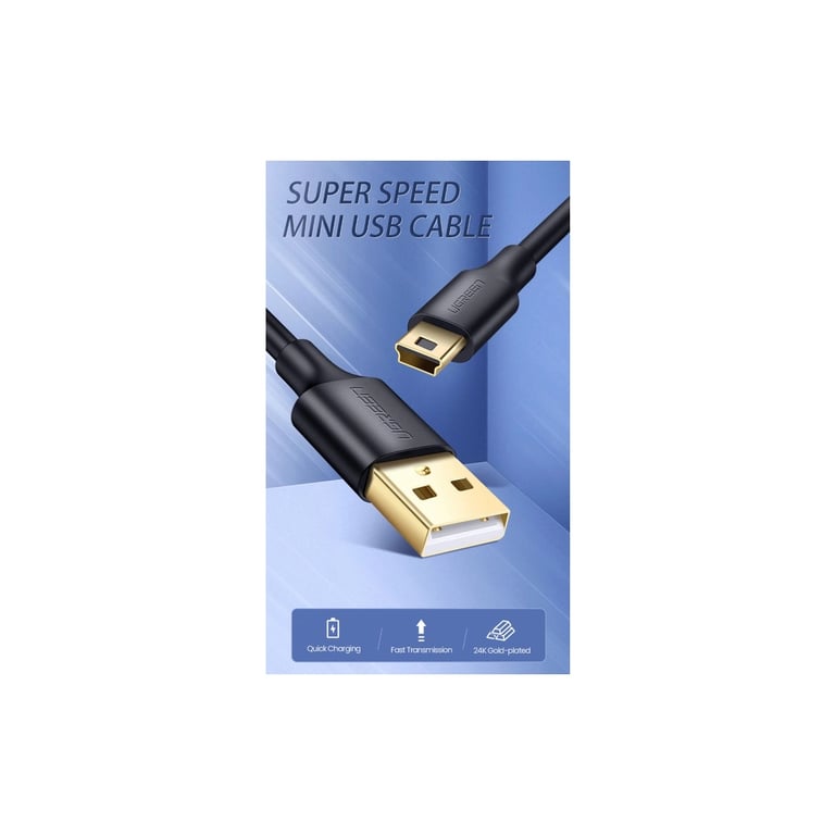 Дата кабель USB 2.0 AM to Mini 5P 1.0m US132 black Ugreen (10355) - фото 2
