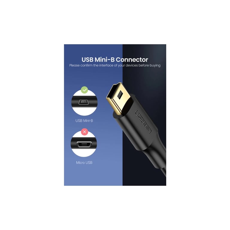 Дата кабель USB 2.0 AM to Mini 5P 1.0m US132 black Ugreen (10355) - фото 4