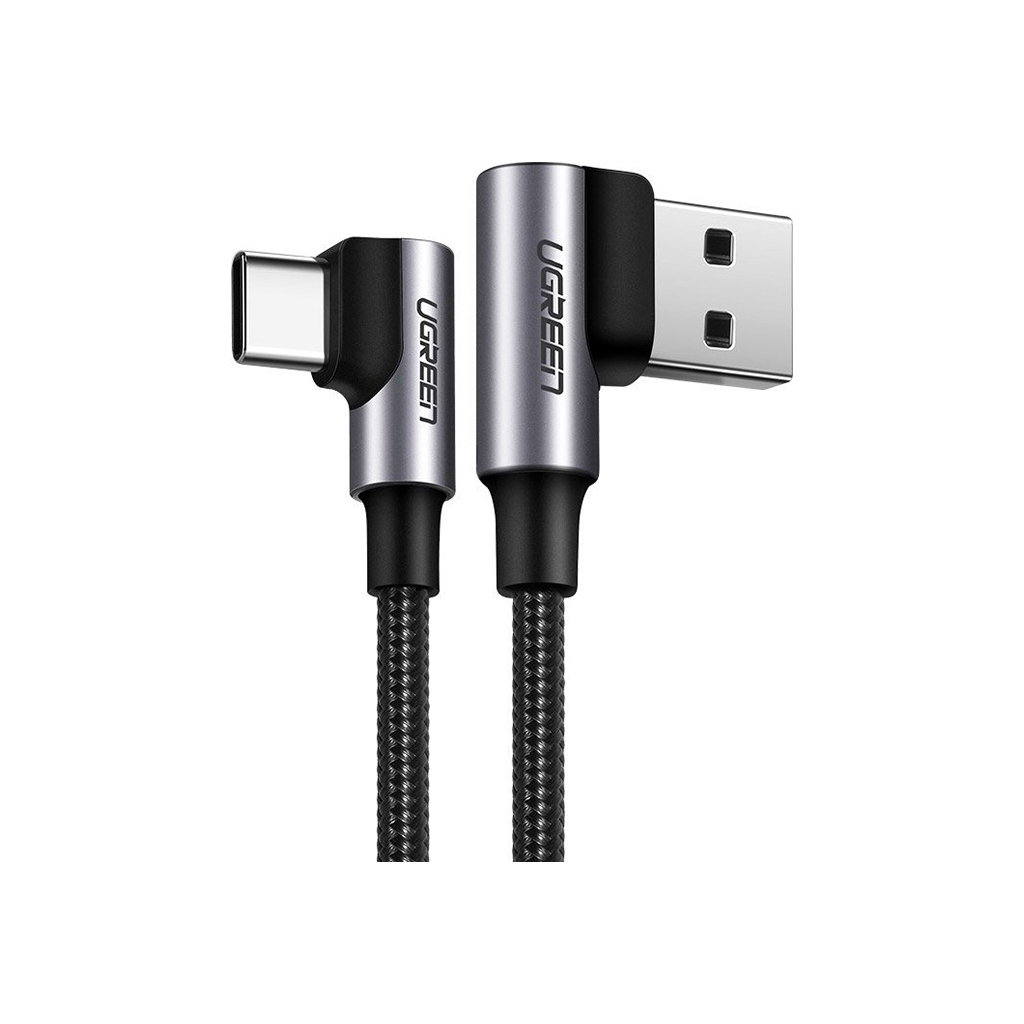 Дата кабель USB 2.0 AM to USB-C 0.5m 3A 90° corner US176 black Ugreen (20855)