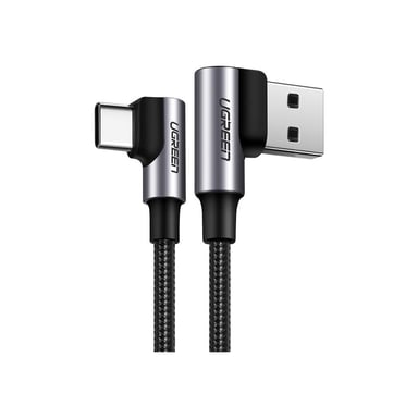 Дата кабель USB 2.0 AM to USB-C 2.0m 3A 90° corner US176 black Ugreen (20857) - фото 1