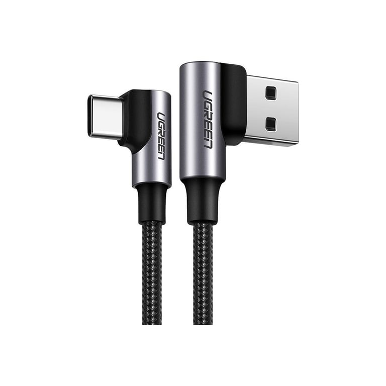 Дата кабель USB 2.0 AM to USB-C 2.0m 3A 90° corner US176 black Ugreen (20857) - фото 1