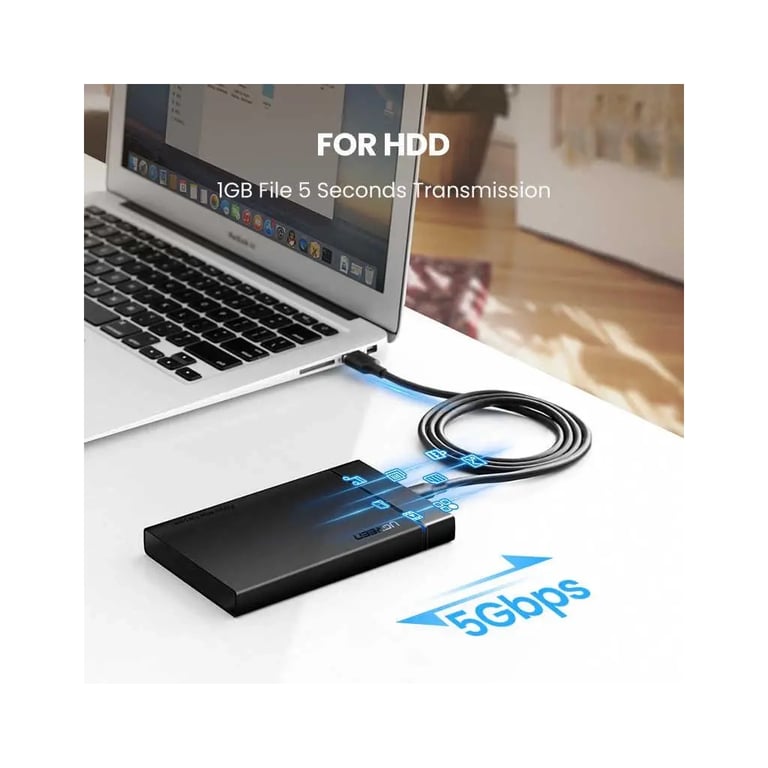 Дата кабель USB 3.0 AM to USB-C 1.5m 3A US184 black Ugreen (20883) - фото 3