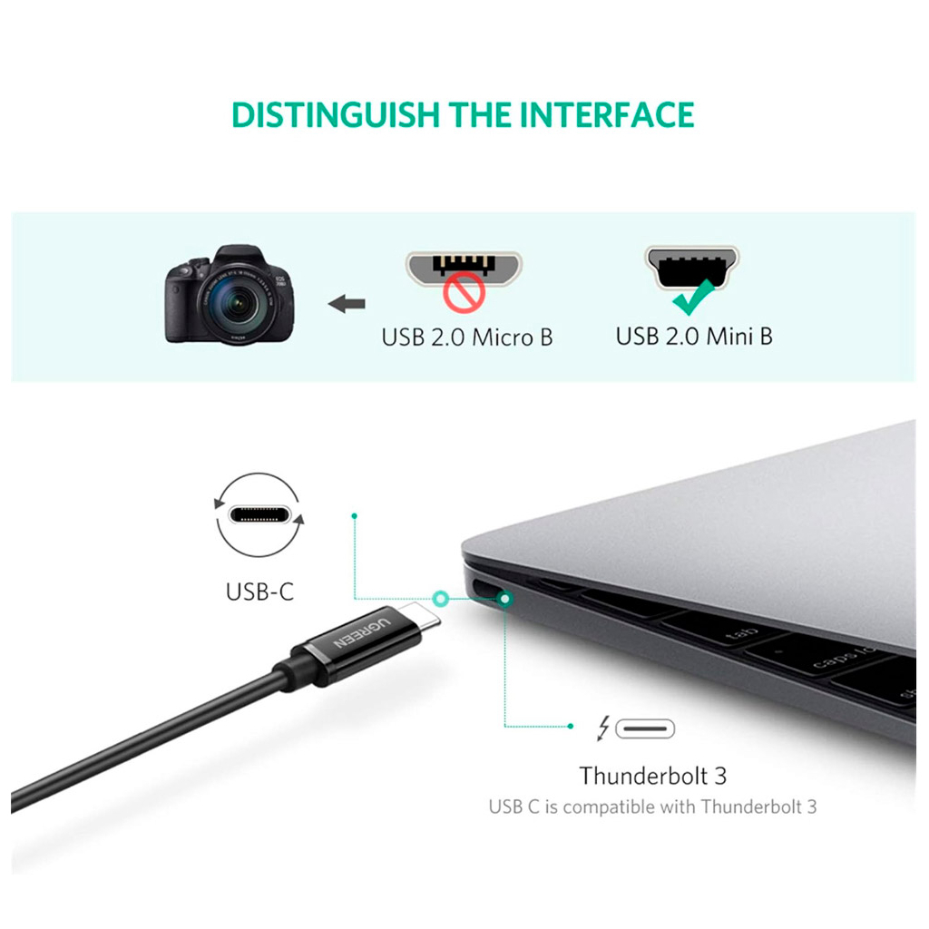 Дата кабель USB-C 2.0 AM to Mini 5P 1.0m US242 black Ugreen (50445) - фото 4 Дата кабель USB-C 2.0 AM to Mini 5P 1.0m US242 black Ugreen (50445) - фото 4
