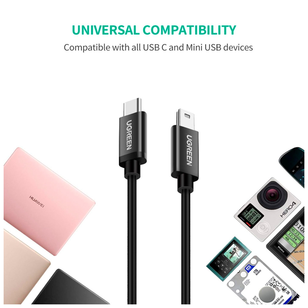Дата кабель USB-C 2.0 AM to Mini 5P 1.0m US242 black Ugreen (50445) - фото 8 Дата кабель USB-C 2.0 AM to Mini 5P 1.0m US242 black Ugreen (50445) - фото 8
