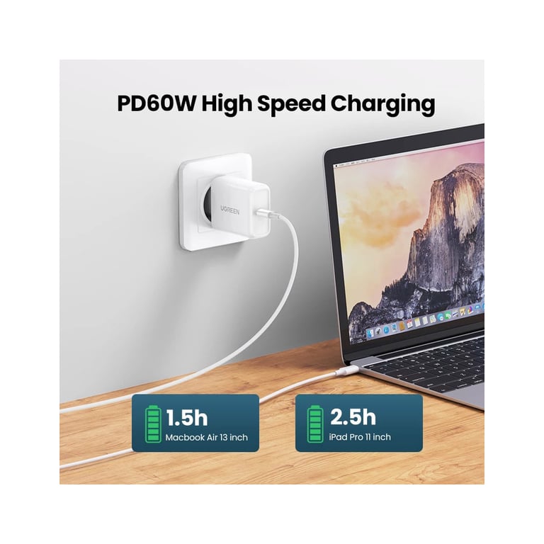 Дата кабель USB-C to USB-C 0.5m 3A 60W US264 white Ugreen (60517) - фото 4