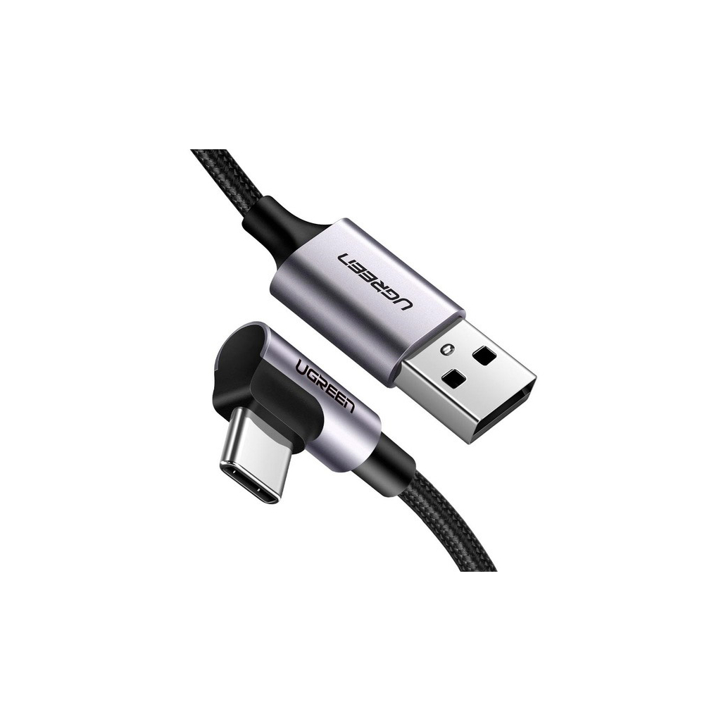 Дата кабель USB 2.0 AM to USB-C 3.0m 3A US284 90° corner black Ugreen (70255)