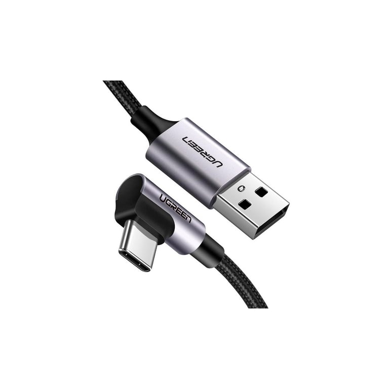 Дата кабель USB 2.0 AM to USB-C 3.0m 3A US284 90° corner black Ugreen (70255) - фото 1