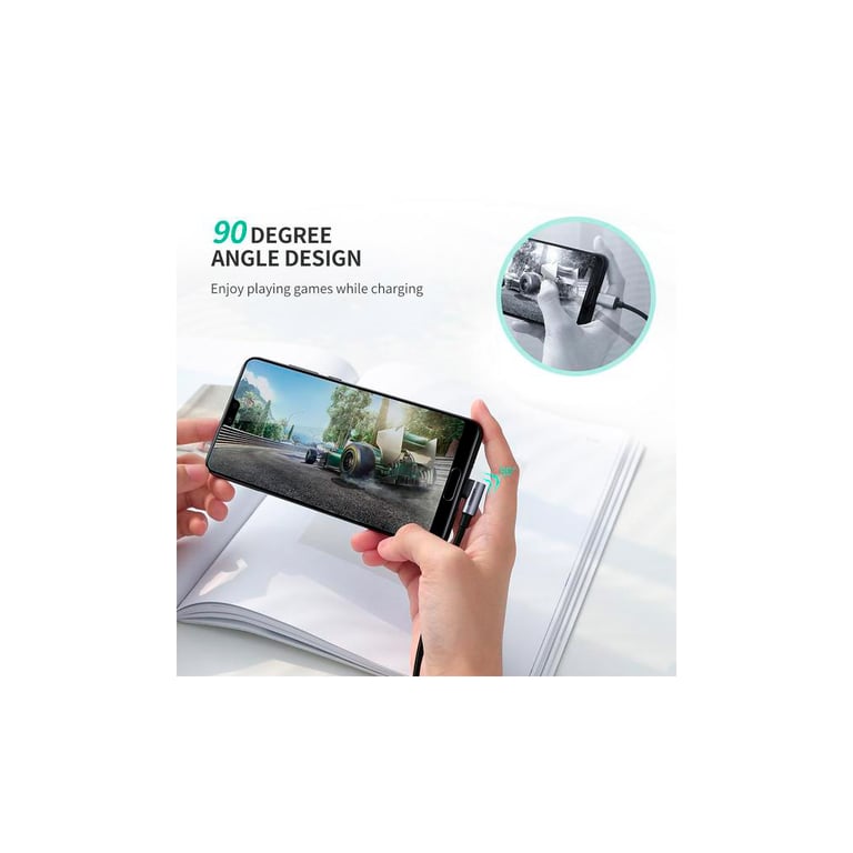 Дата кабель USB 2.0 AM to USB-C 3.0m 3A US284 90° corner black Ugreen (70255) - фото 2