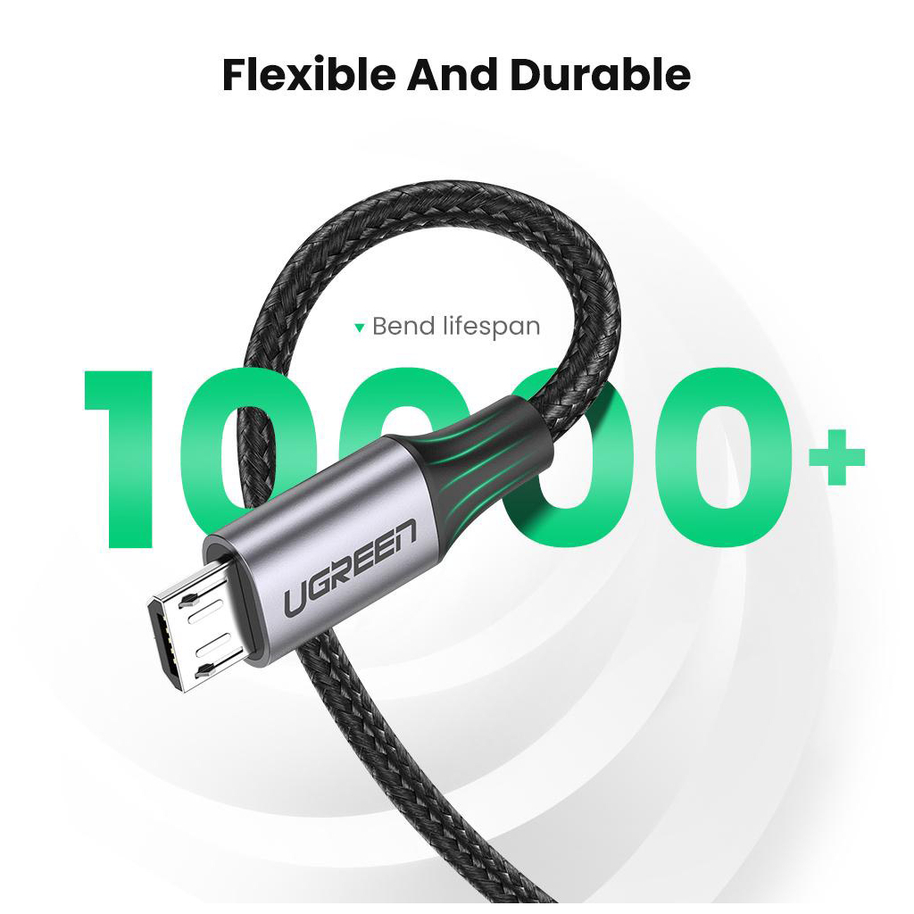 Дата кабель USB 2.0 AM to Micro 5P 0.5m 2A US290 black Ugreen (60145) - фото 6 Дата кабель USB 2.0 AM to Micro 5P 0.5m 2A US290 black Ugreen (60145) - фото 6