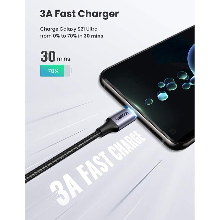 Дата кабель USB-C 3.1 to Micro USB 3.0 1.0m 3A US312 black Ugreen (20103) - фото 3