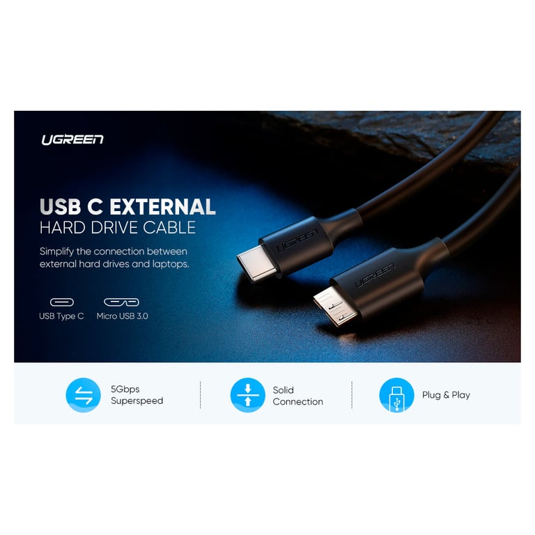 Дата кабель USB-C 3.1 to Micro USB 3.0 1.0m 3A US312 black Ugreen (20103) - фото 4