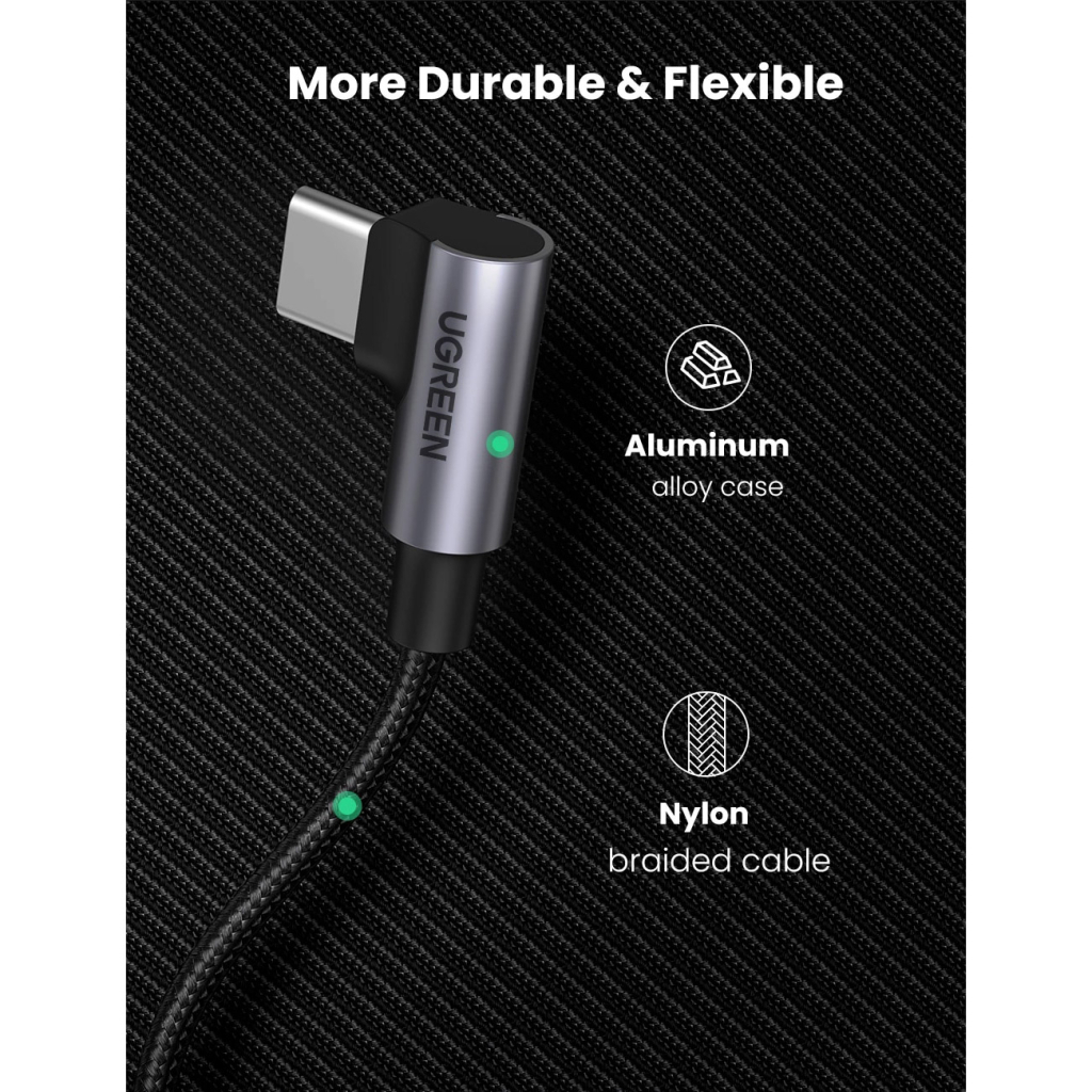 Дата кабель USB-C 2.0 to USB-C 1.0m 90° corner US334 black Ugreen (70643) - фото 10 Дата кабель USB-C 2.0 to USB-C 1.0m 90° corner US334 black Ugreen (70643) - фото 10