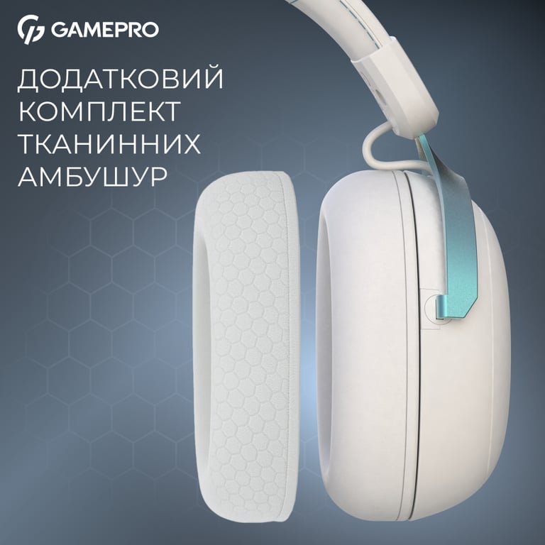Навушники GamePro Asgard Freya Pro Wireless White/Blue (HSW201WB) - фото 12