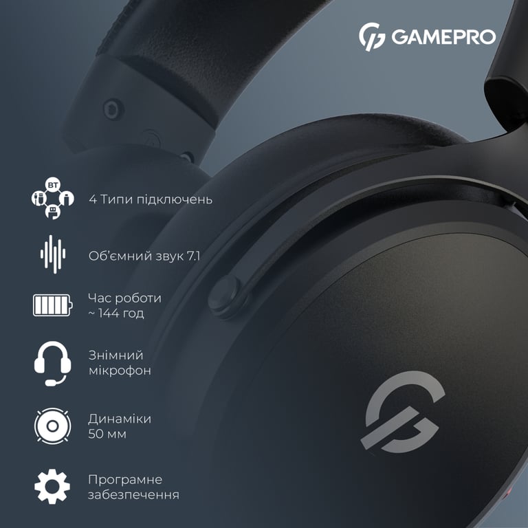 Навушники GamePro Asgard Skadi Wireless Black (HSW191B) - фото 4
