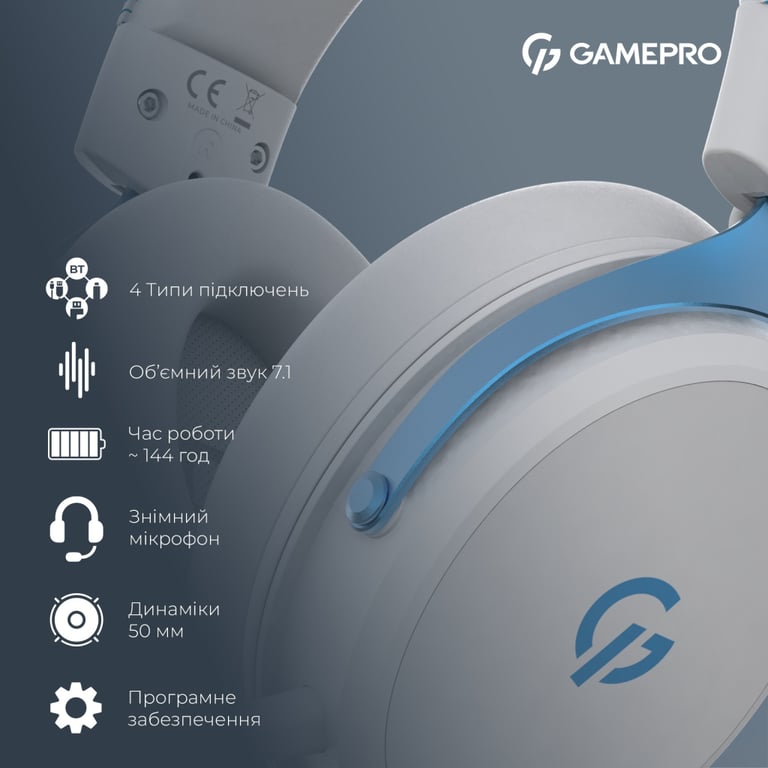Навушники GamePro Asgard Skadi Wireless White/Blue (HSW191WB) - фото 4