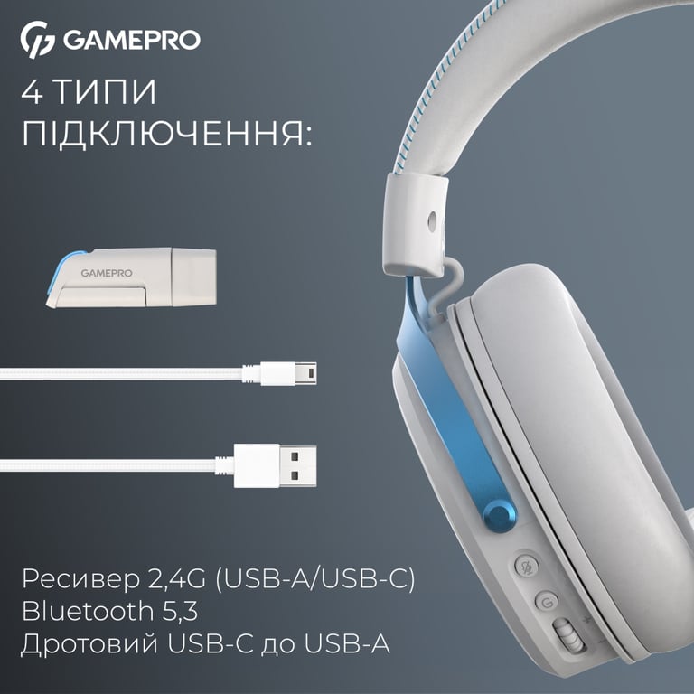 Навушники GamePro Asgard Skadi Wireless White/Blue (HSW191WB) - фото 7