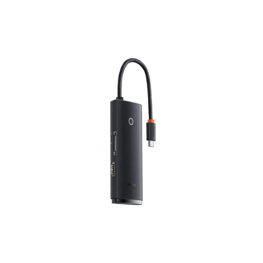 Концентратор Baseus USB-C 6-in-1 HDMI + 2xUSB 3.0 + USB-C + SD/TF black (WKQX050001) - фото 1