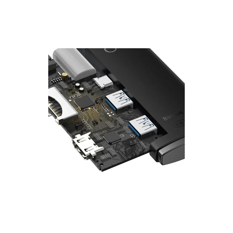 Концентратор Baseus USB-C 6-in-1 HDMI + 2xUSB 3.0 + USB-C + SD/TF black (WKQX050001) - фото 8