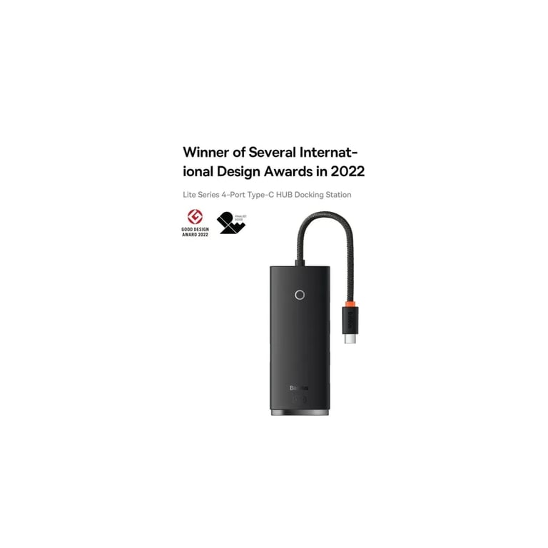Концентратор Baseus USB-C to 4xUSB 3.0 1.0m black (WKQX030401) - фото 9