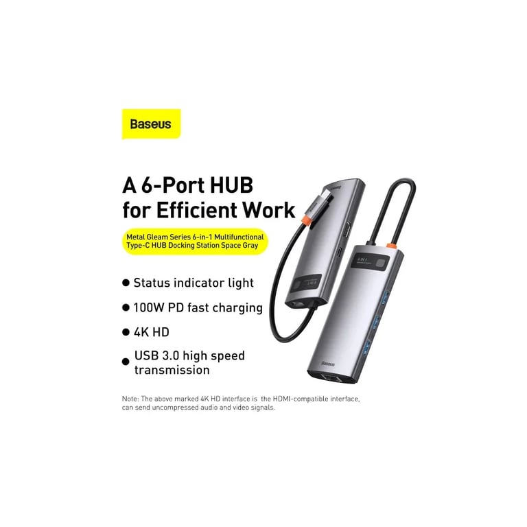 Концентратор Baseus USB-C 6-in-1 (CAHUB-CW0G) - фото 11