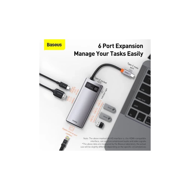 Концентратор Baseus USB-C 6-in-1 (CAHUB-CW0G) - фото 4