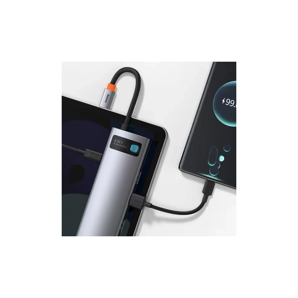 Концентратор Baseus USB-C 8-in-1 (CAHUB-CV0G) - фото 7 Концентратор Baseus USB-C 8-in-1 (CAHUB-CV0G) - фото 7