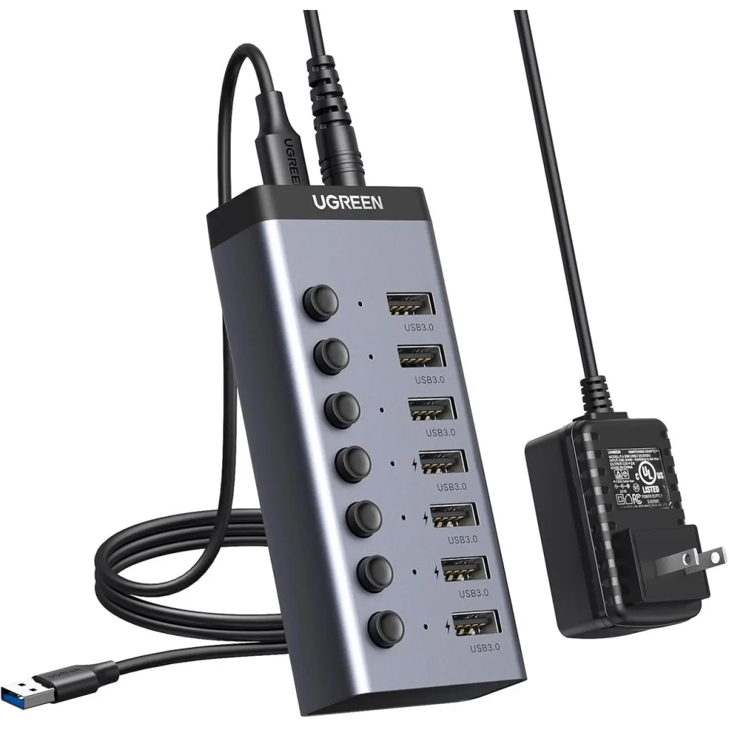 Концентратор Ugreen USB 3.0 to 7xUSB 3.0 with power supply CM481 gray (90307) - фото 2 Концентратор Ugreen USB 3.0 to 7xUSB 3.0 with power supply CM481 gray (90307) - фото 2