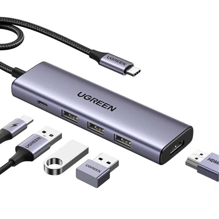 Концентратор Ugreen USB-C to HDMI + 3xUSB 3.0 + PD CM511 gray (15596) - фото 1