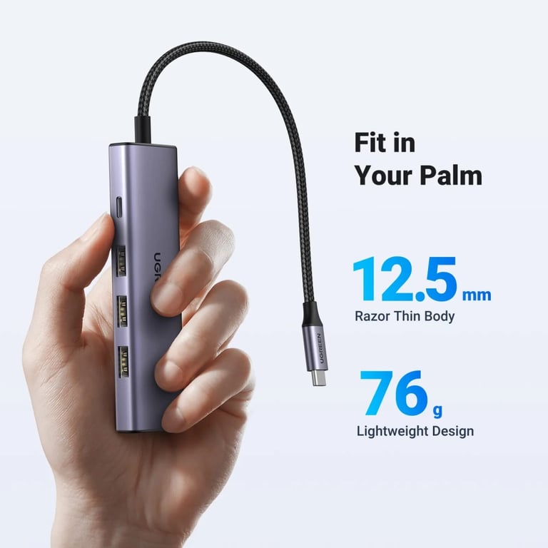 Концентратор Ugreen USB-C to HDMI + 3xUSB 3.0 + PD CM511 gray (15596) - фото 3