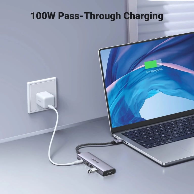Концентратор Ugreen USB-C to HDMI + 3xUSB 3.0 + PD CM511 gray (15596) - фото 7
