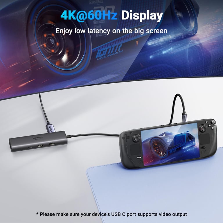 Концентратор Ugreen USB-C to HDMI + 2xUSB 3.2 + USB-C 3.2 + RJ45 + PD CM512 gray (45000) - фото 3