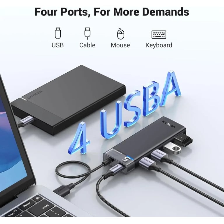Концентратор Ugreen USB 3.0 to 4xUSB 3.2 Gen1 CM653 black (15548) - фото 3