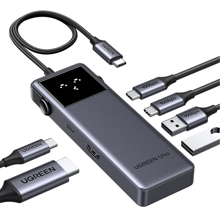 Концентратор Ugreen USB-C to HDMI + 2xUSB 3.2 + 2xUSB-C 3.2 + PD CM888 gray (35998) - фото 1