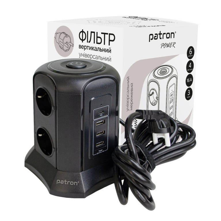Мережевий фільтр живлення Patron SP-1663-USBT (EXT-PN-SP-1663-USBT) - фото 2