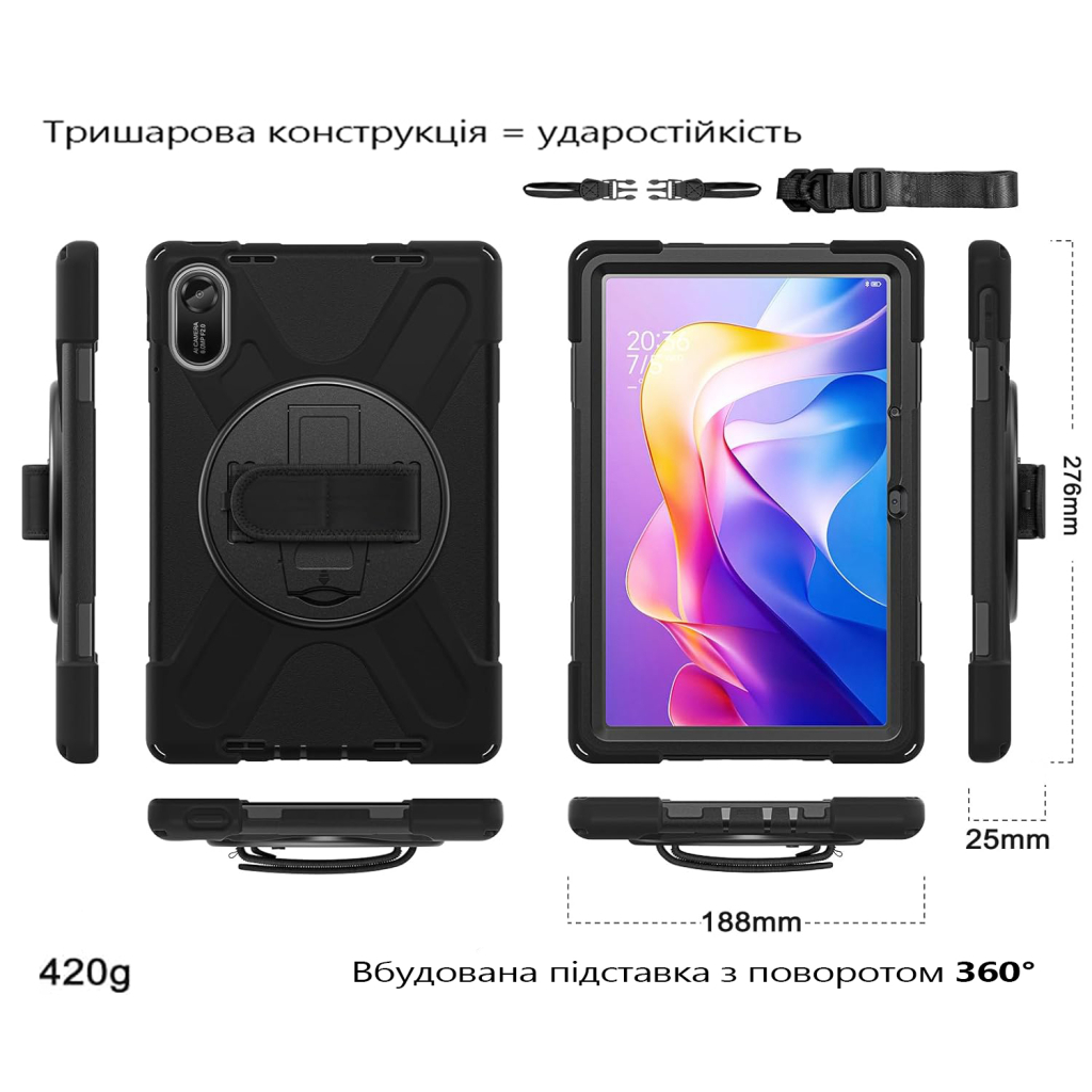 Чохол до планшета BeCover Heavy Duty Xiaomi Redmi Pad 2 11.0" Black (713929) - фото 2 Чохол до планшета BeCover Heavy Duty Xiaomi Redmi Pad 2 11.0" Black (713929) - фото 2