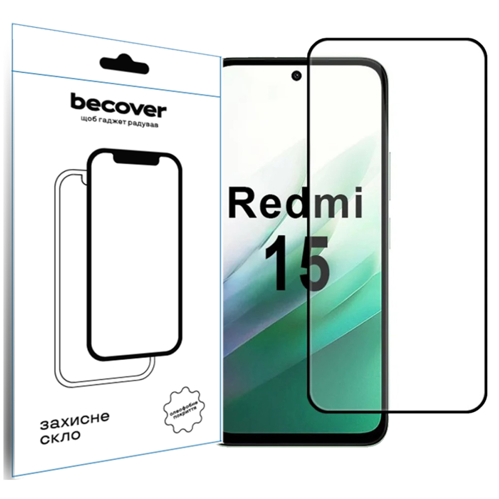 Скло захисне BeCover Xiaomi Redmi 15 Black (713905) Скло захисне BeCover Xiaomi Redmi 15 Black (713905)
