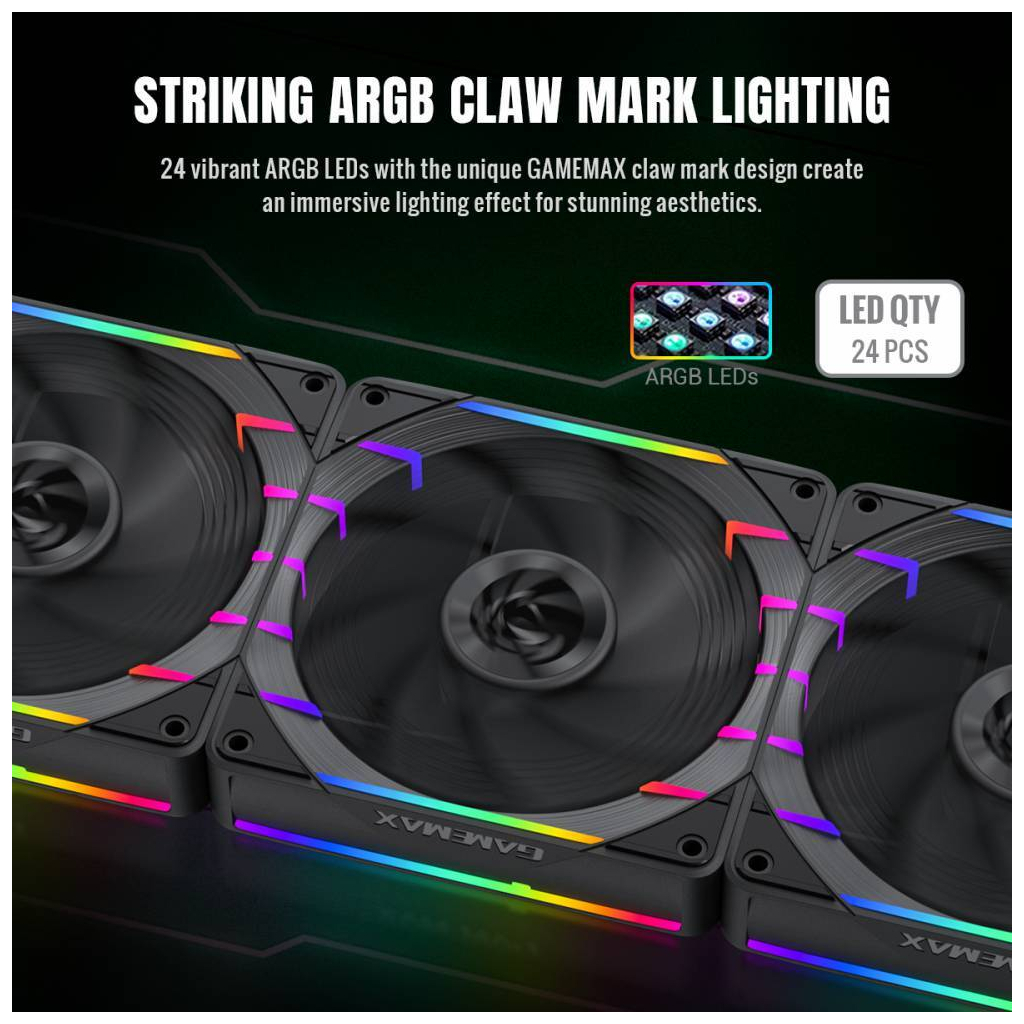 Кулер до корпусу Gamemax Tornado T12 ARGB - фото 6 Кулер до корпусу Gamemax Tornado T12 ARGB - фото 6