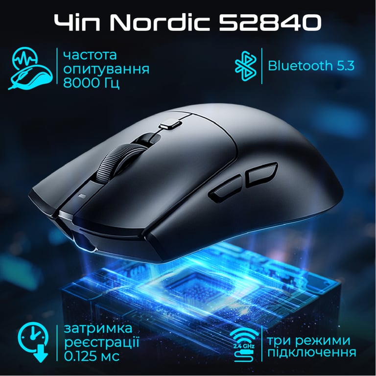 Мишка RAWM SA-MH01Pro Wireless/Bluetooth Black (SA-MH01PRO.black) - фото 3