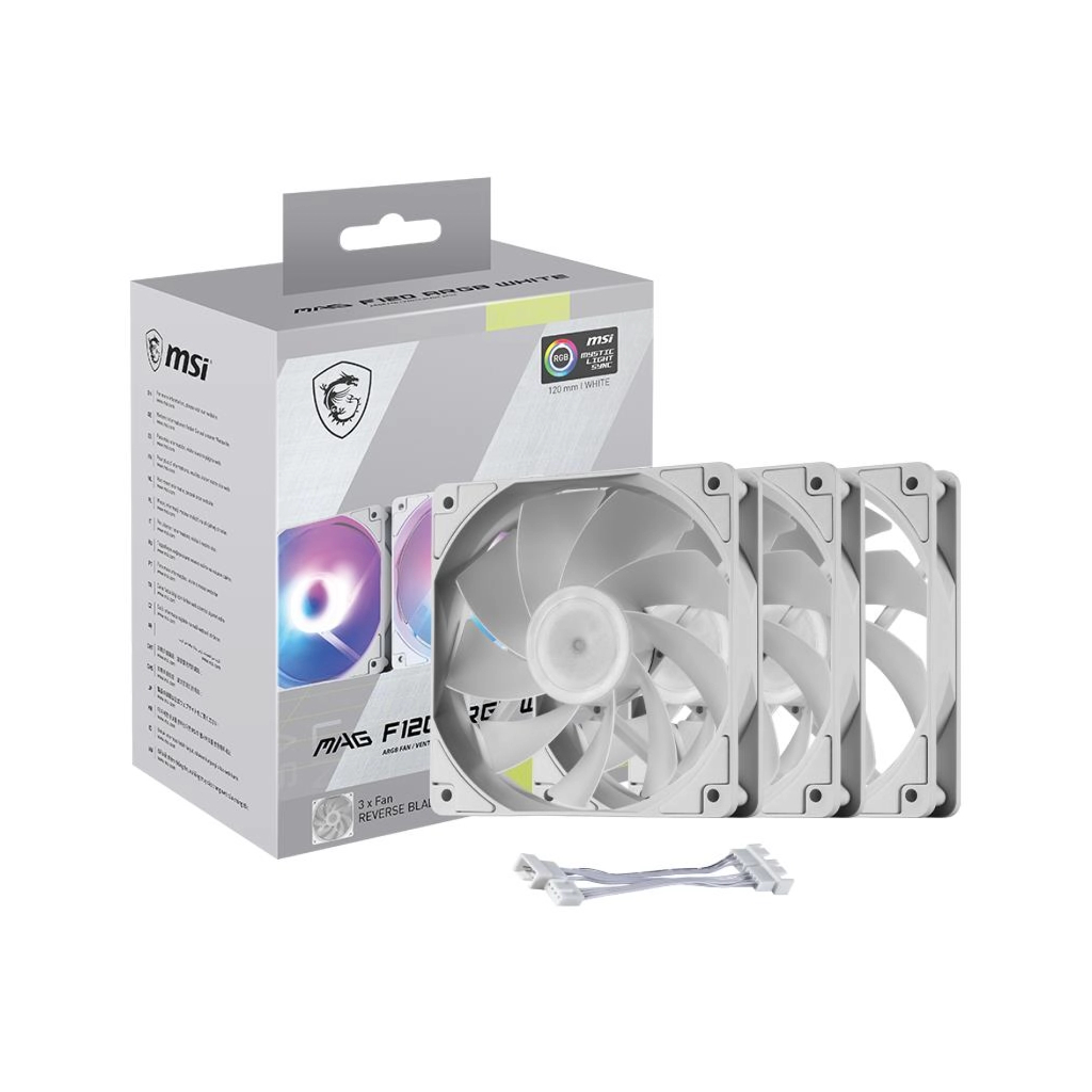 Кулер до корпусу MSI MAG F120 ARGB WHITE-3RW - фото 3 Кулер до корпусу MSI MAG F120 ARGB WHITE-3RW - фото 3