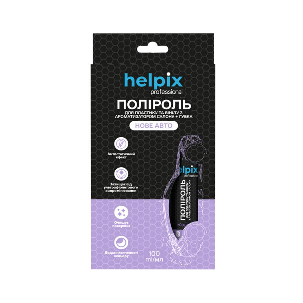 Автополіроль Helpix набір поліроль для пластику нове авто 100 мл + губка (4823075804085)