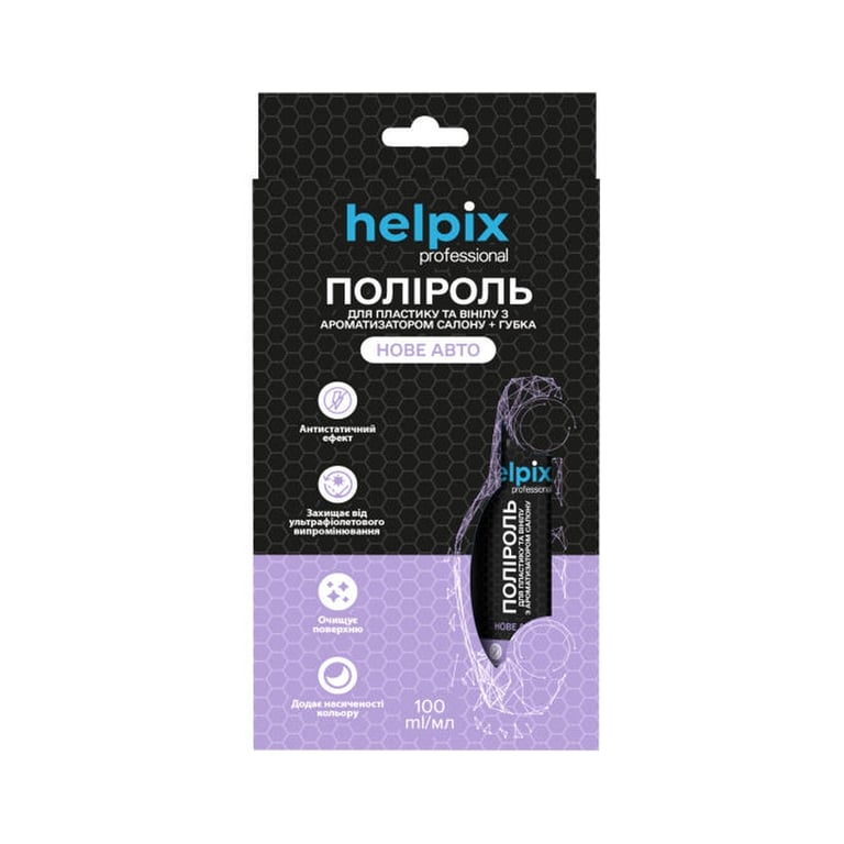 Автополіроль Helpix набір поліроль для пластику нове авто 100 мл + губка (4823075804085)